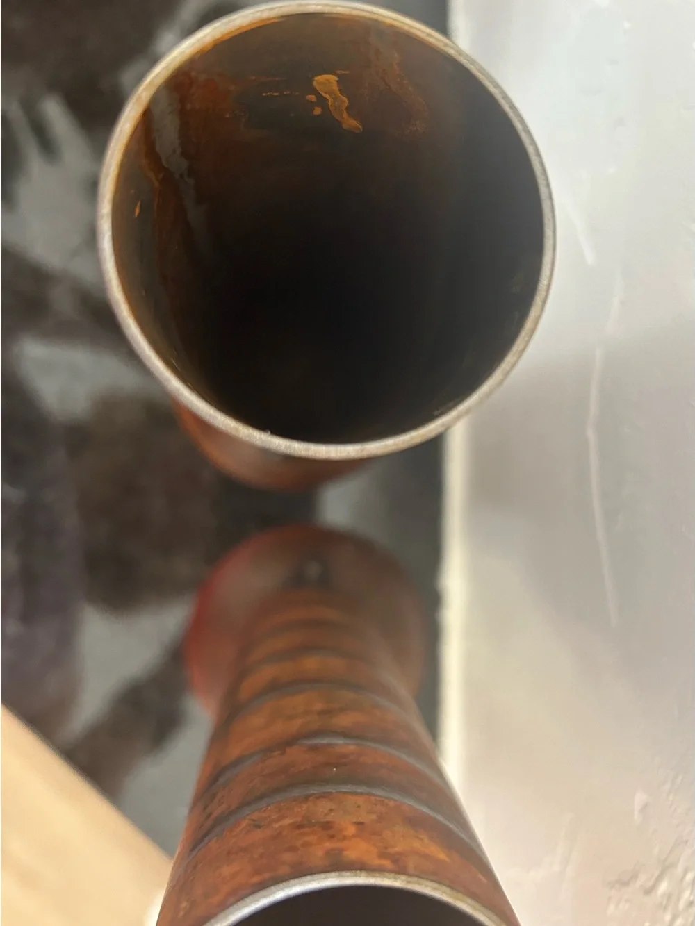 MCM Brutalist Welded Steel Pipe Vases Pair Heavy Industrial Studio Art Decor 9" - Picture 7 of 13